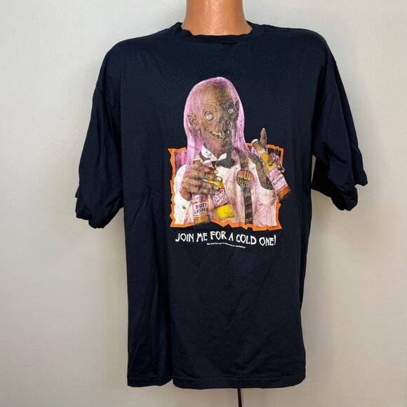 Vintage 1990s Tales from the Crypt T-Shirt Halloween Budweiser Beer Promo Keeper - Picture 1 of 5
